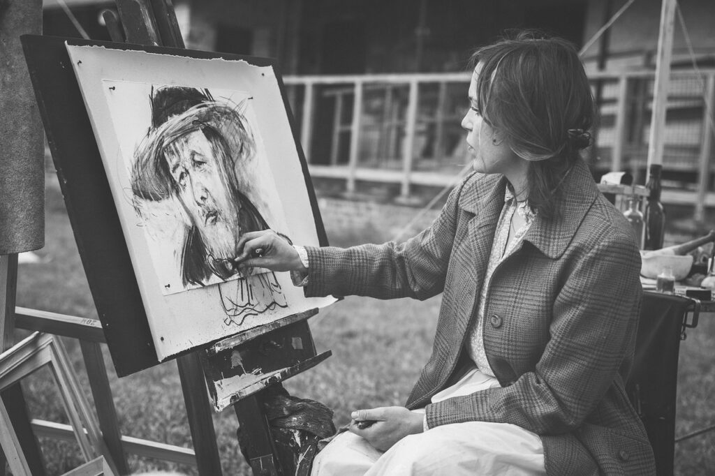 people, woman, black and white, charcoal, painting, drawing, art, talent, gray painting, gray paint, gray drawing, talent, talent, talent, talent, talent